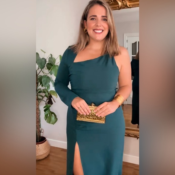 🆕METAL PIECE ASYMMETRIC DRESS | GREEN | 9878/254 - Picture 2 of 7